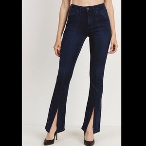 Just black slit flare jeans